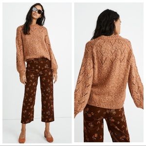 Madewell Pointelle Bubble-Sleeve Pullover Sweater